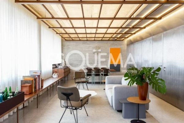 Apartamento decorado por Pascali Semerdijian em edifício com arquitetura de Marcio Kogan