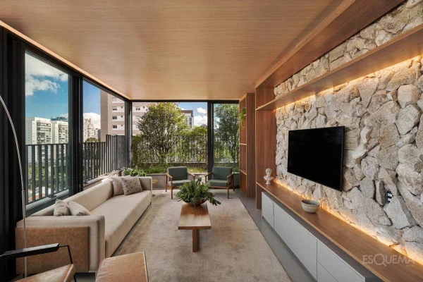 Cobertura duplex decorada com jardim privativo