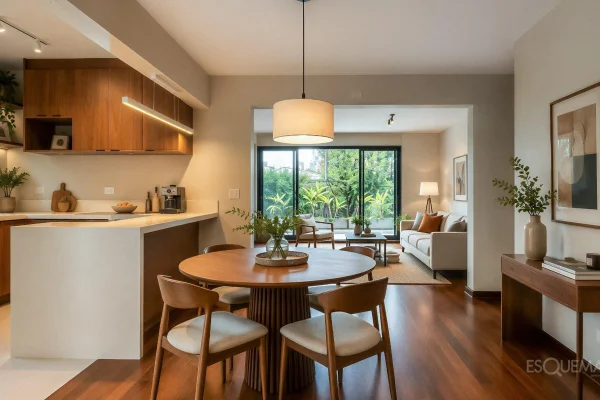 Casa reformada com ambientes integrados e iluminação natural