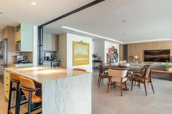 Apartamento com ambientes amplos e projeto de Gui Mattos no Brooklin